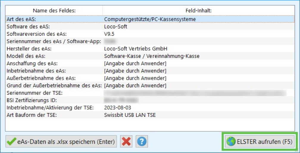 Loco-Soft Angaben zum eAs