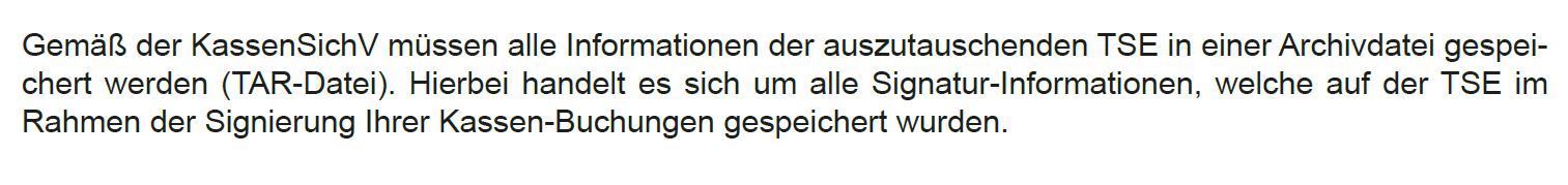 Tausch-Option 1 _ TAR Export erfolgreich