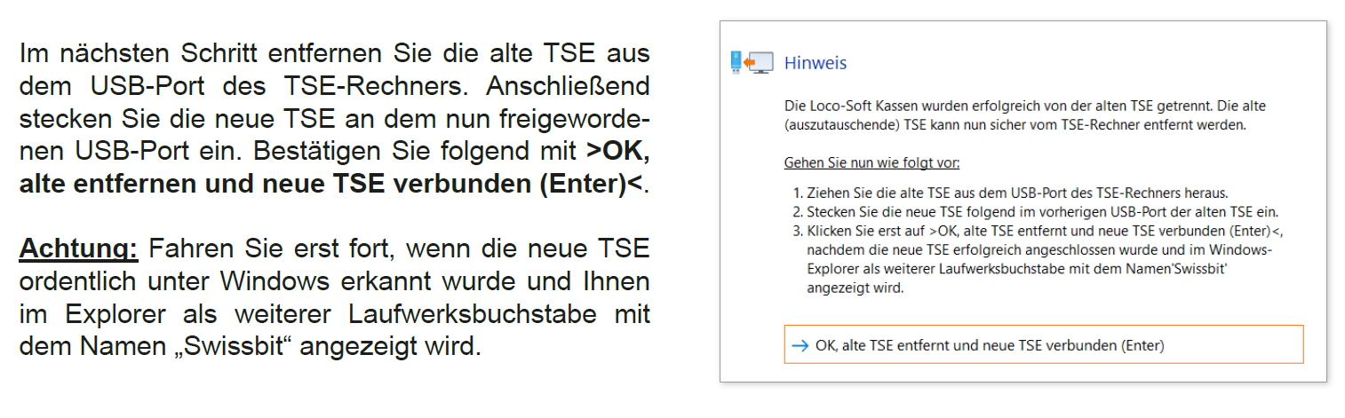 Tausch Option 2 _ TSE-Tausch erfolgreich